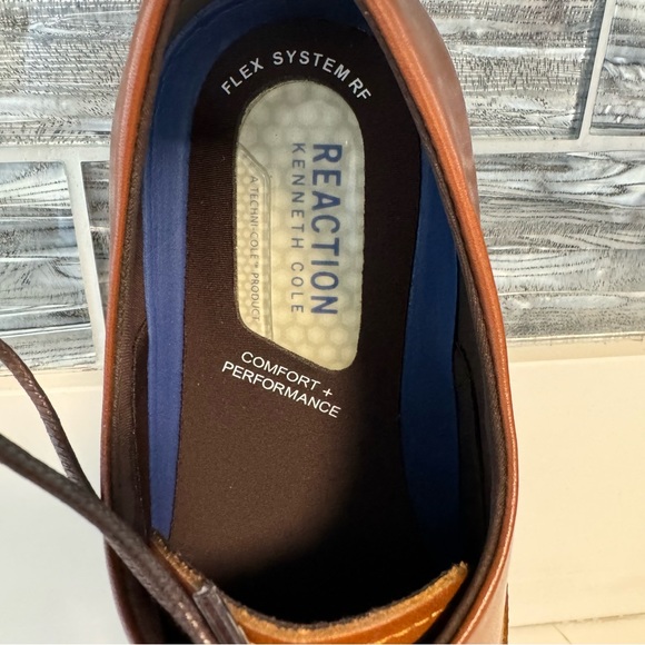 Kennet Cole 8.5 Reaction Men’s Oxfords Klay Flex Cap-Toe Brown Dress Shoes - Picture 6 of 9